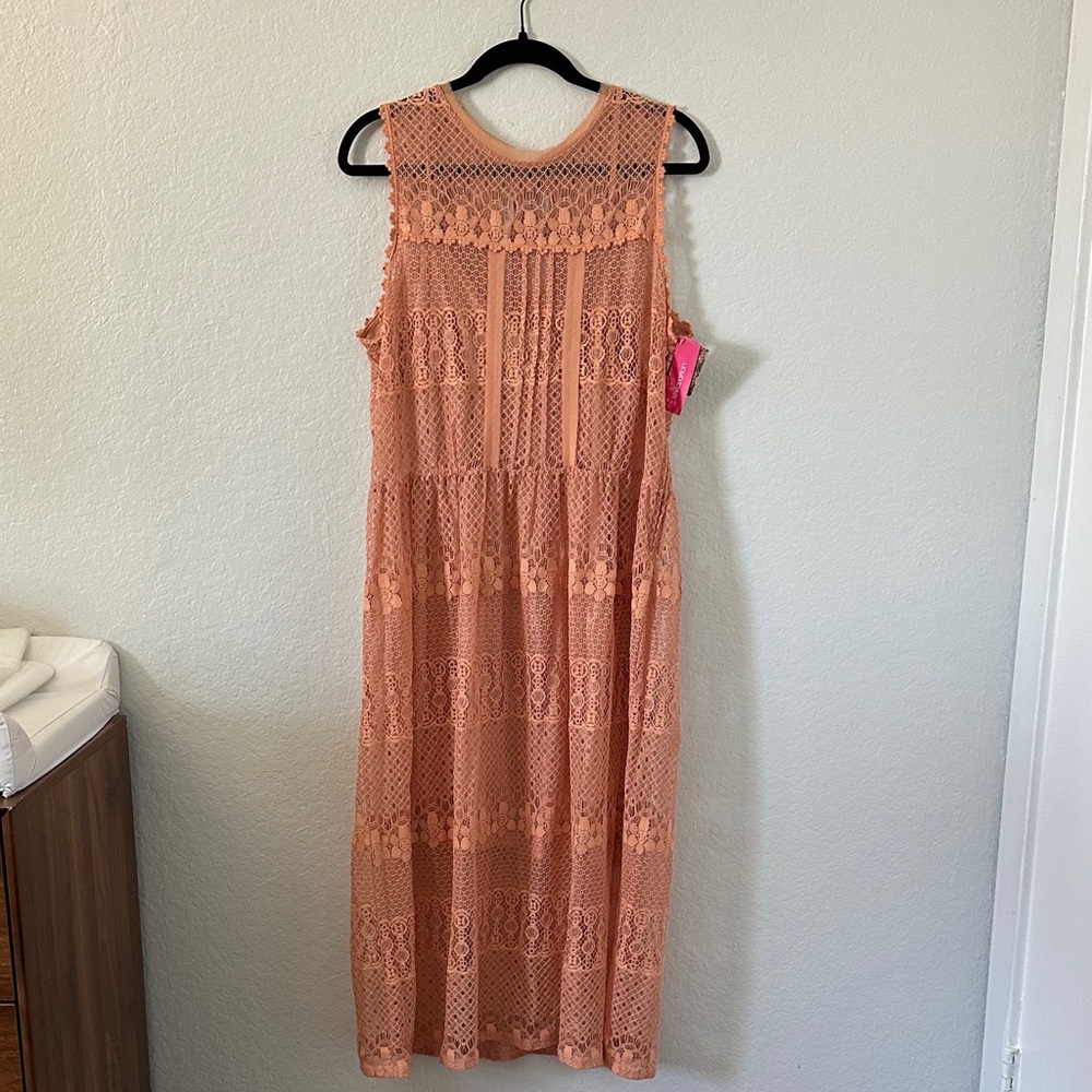 NWT- Xhilaration Peach Crochet Lace Midi Dress